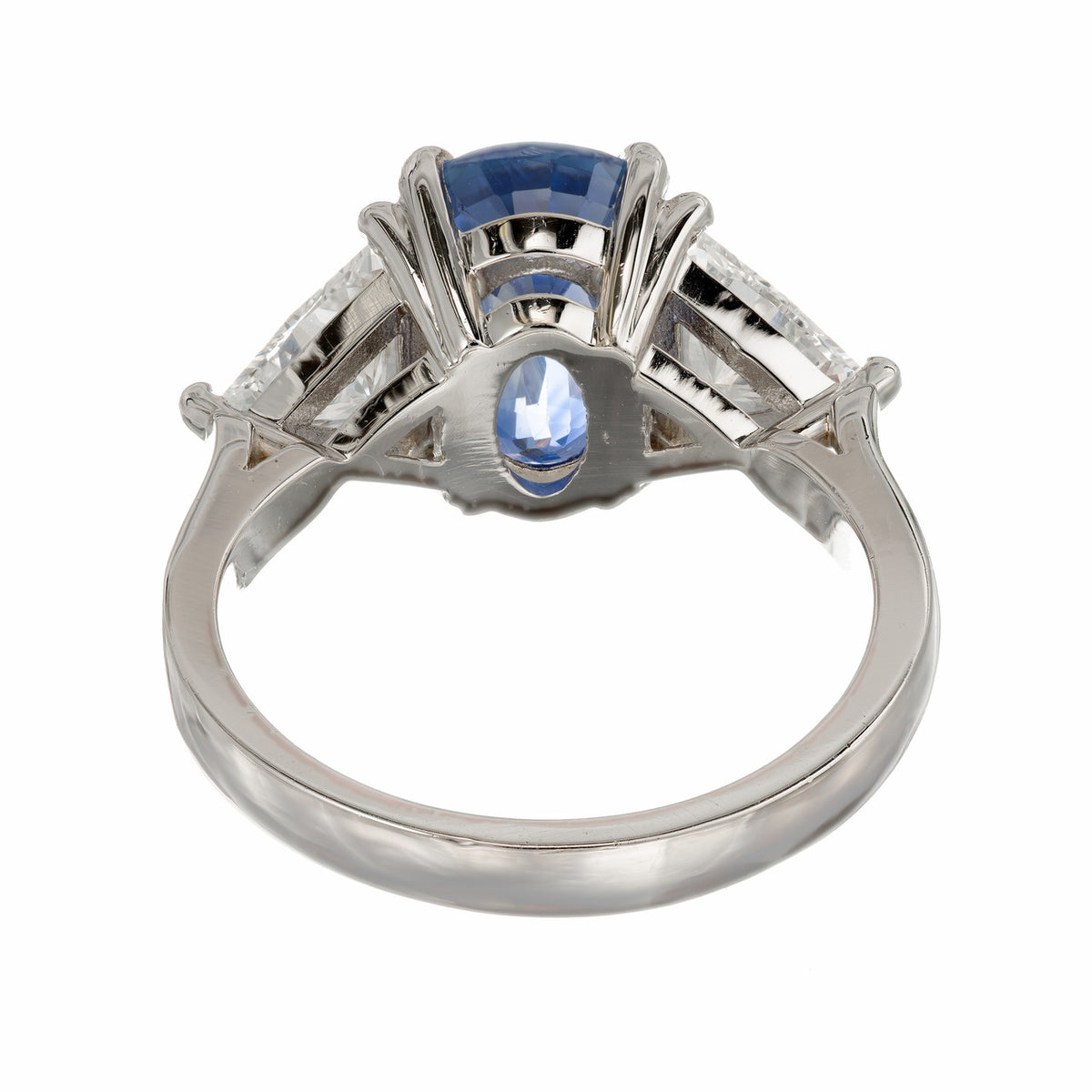 3.90 Carat Sapphire Diamond Platinum Three-Stone Engagement Ring – image 8