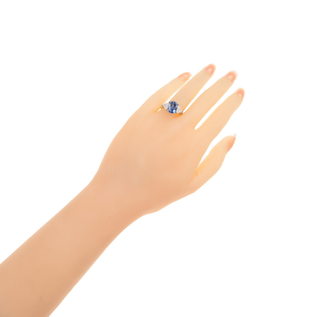 3.90 Carat Sapphire Diamond Platinum Three-Stone Engagement Ring – image 4