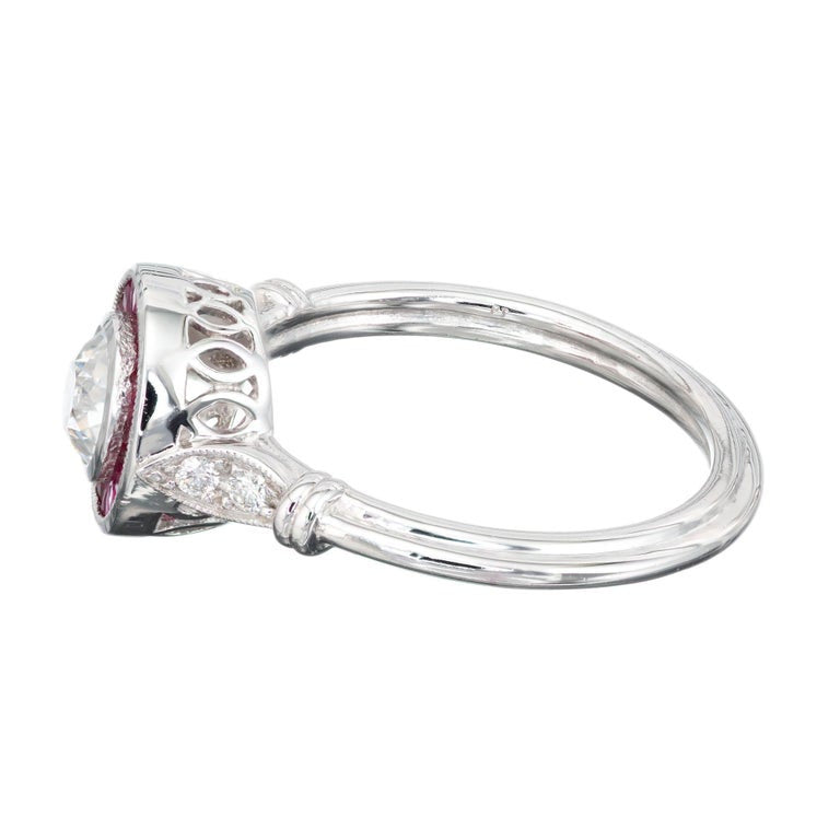 Peter Suchy .52 Carat Diamond Ruby Halo Platinum Engagement Ring – image 7