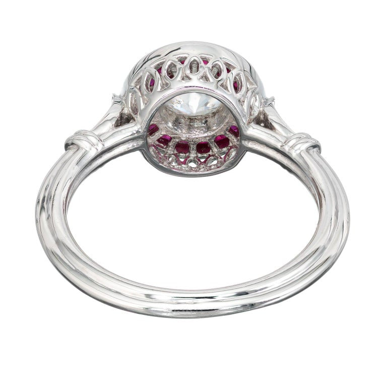 Peter Suchy .52 Carat Diamond Ruby Halo Platinum Engagement Ring – image 4