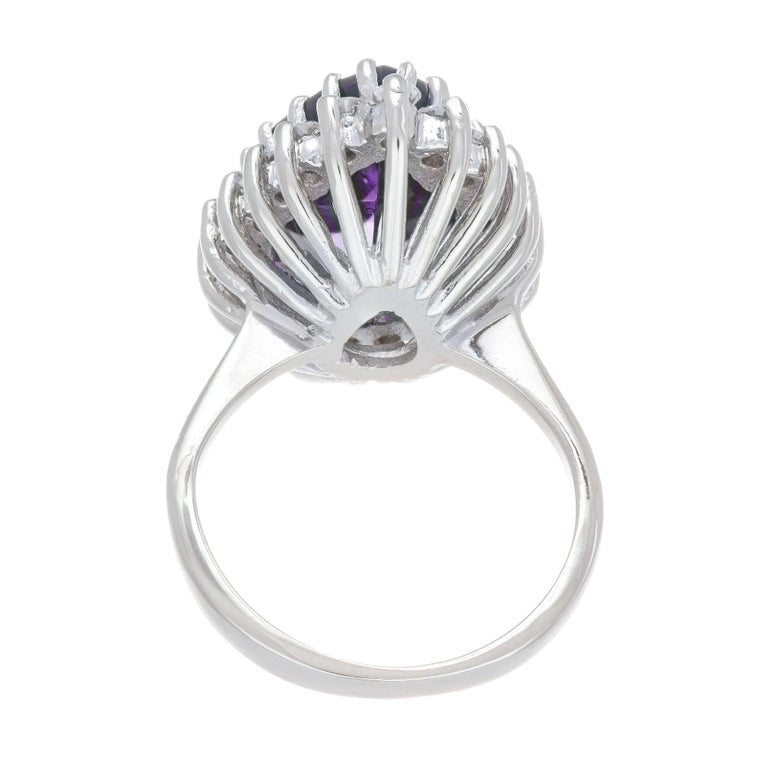 5.00 Carat Purple Amethyst Diamond Halo White Gold Cocktail Ring – image 4