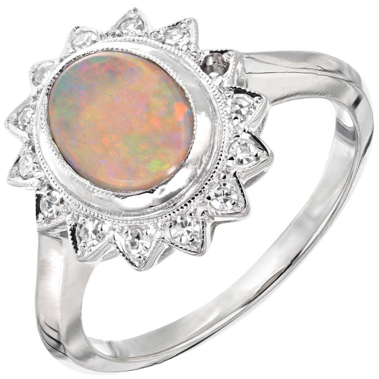 .85 Carat Opal Diamond White Gold Ring – image 2