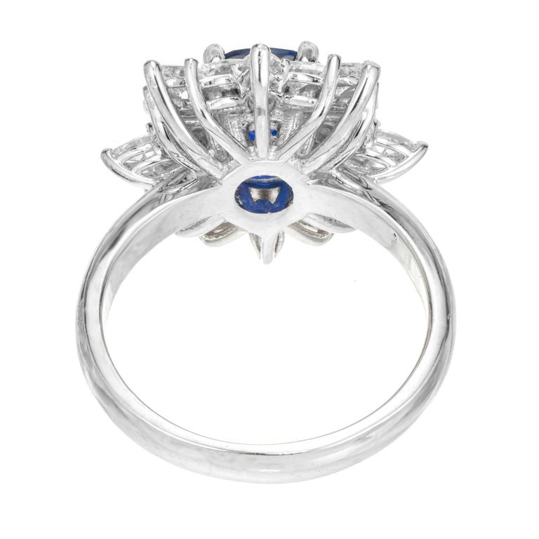GIA Certified 3.93 Carat Sapphire Diamond Halo Platinum Engagement Ring – image 7