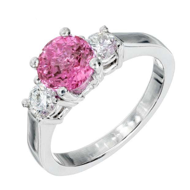 AGL Certified 1.79 Carat Pink Sapphire Diamond Platinum Engagement Ring