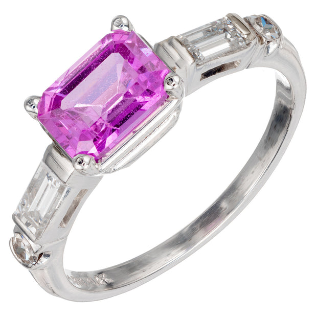 1.49 Carat Purple Pink Sapphire Diamond Platinum Ring