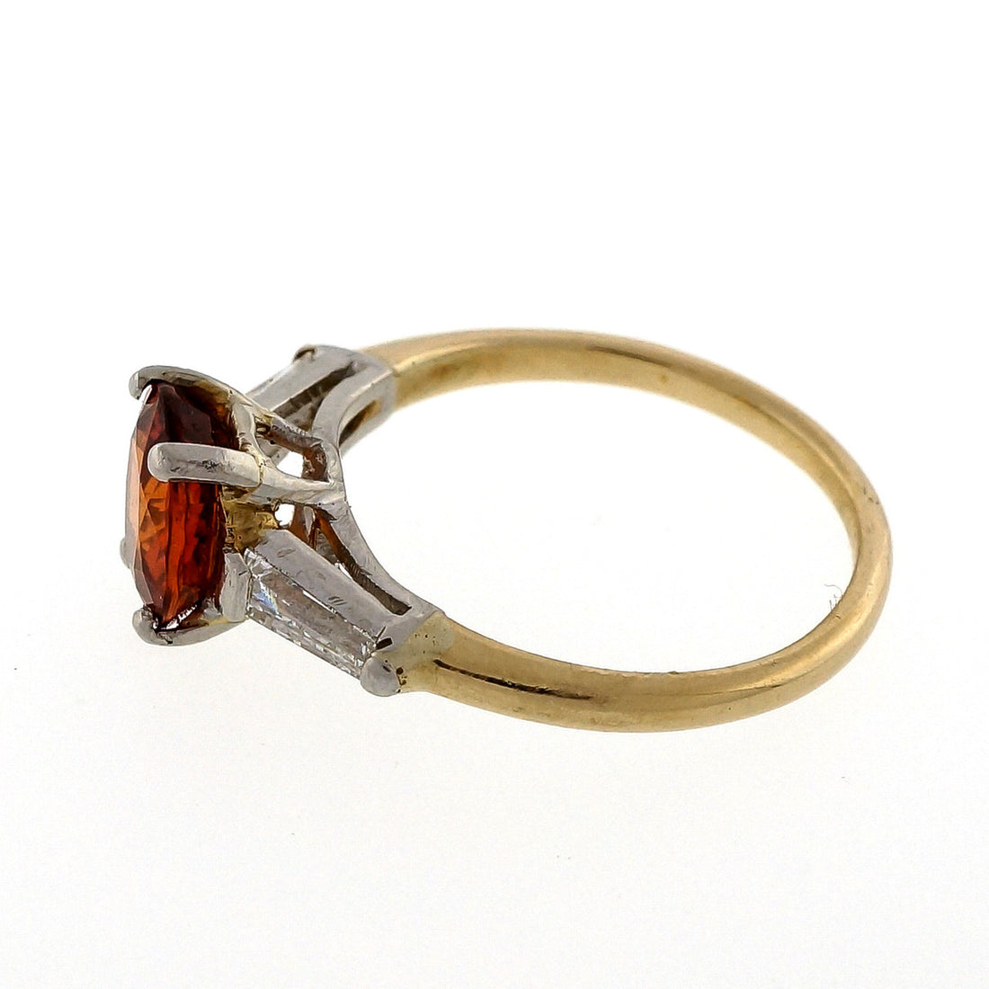 Vintage 1950 1.50ct Spessartite Orange Garnet 14k Diamond Ring – image 4