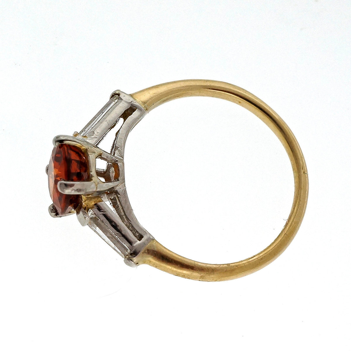 Vintage 1950 1.50ct Spessartite Orange Garnet 14k Diamond Ring – image 5
