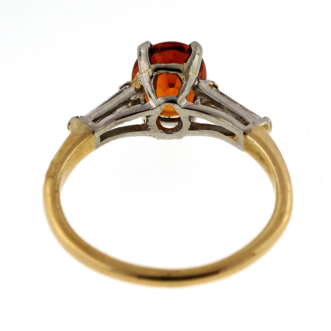 Vintage 1950 1.50ct Spessartite Orange Garnet 14k Diamond Ring – image 3