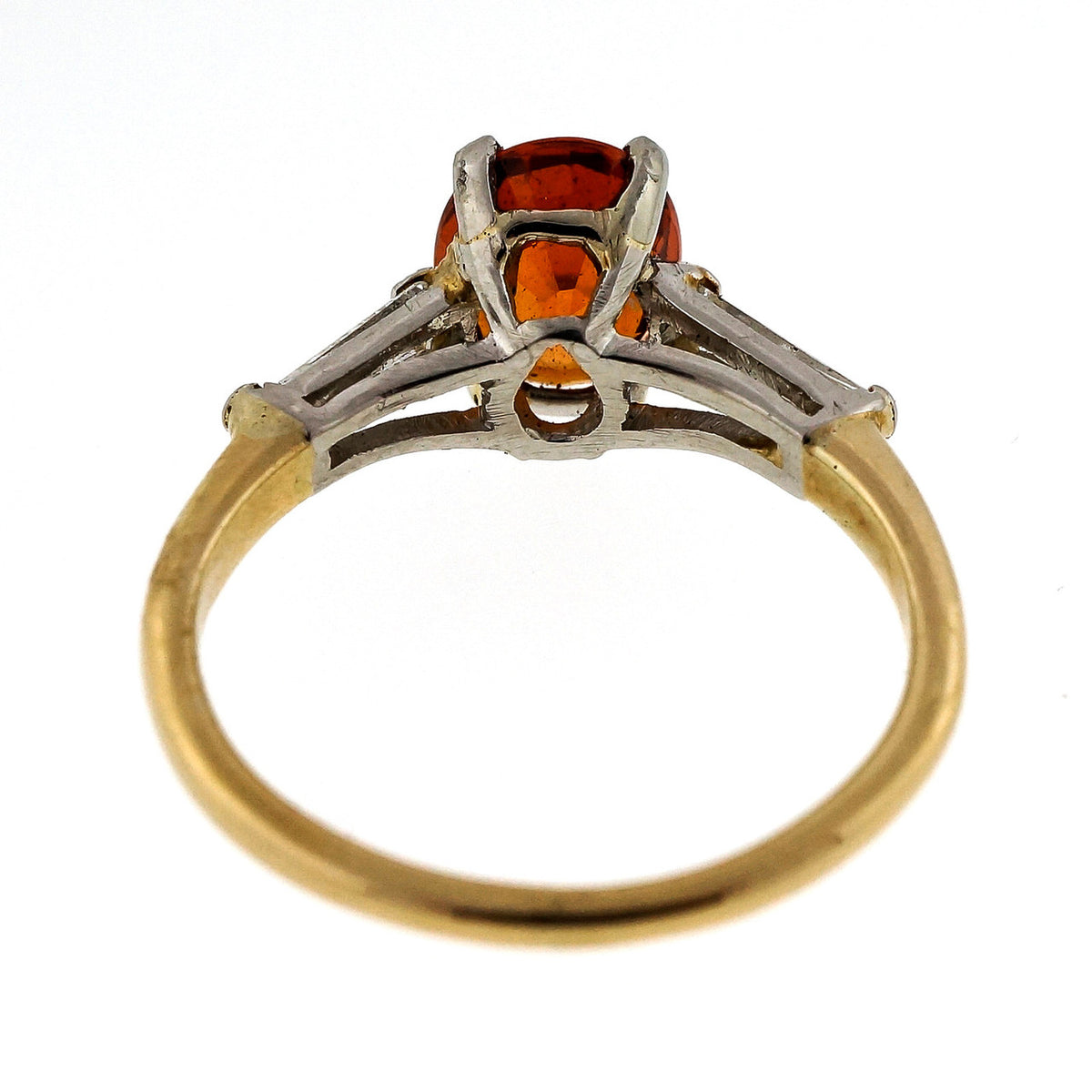 Vintage 1950 1.50ct Spessartite Orange Garnet 14k Diamond Ring – image 3