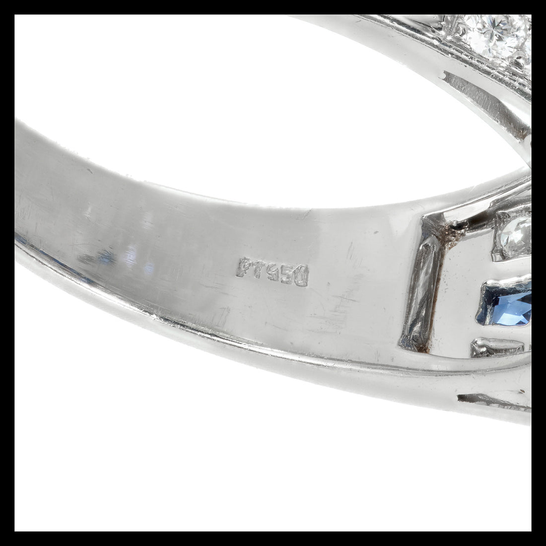EGL Certified 1.48 Carat Art Deco Sapphire Diamond Platinum Engagement Ring – image 9