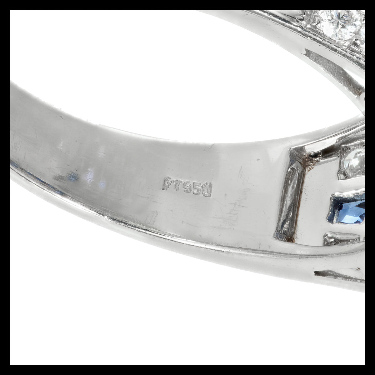 EGL Certified 1.48 Carat Art Deco Sapphire Diamond Platinum Engagement Ring – image 9