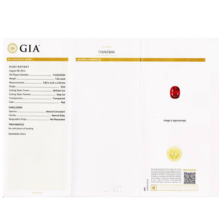 GIA Certified 1.04 Carat Oval Ruby Diamond Art Deco Platinum Engagement Ring – image 3