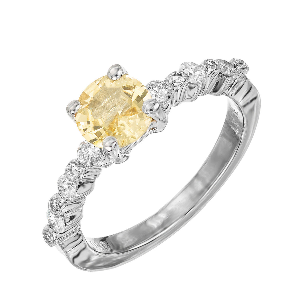 GIA 1.05 Carat Natural Fancy Yellow Sapphire Diamond Platinum Engagement Ring