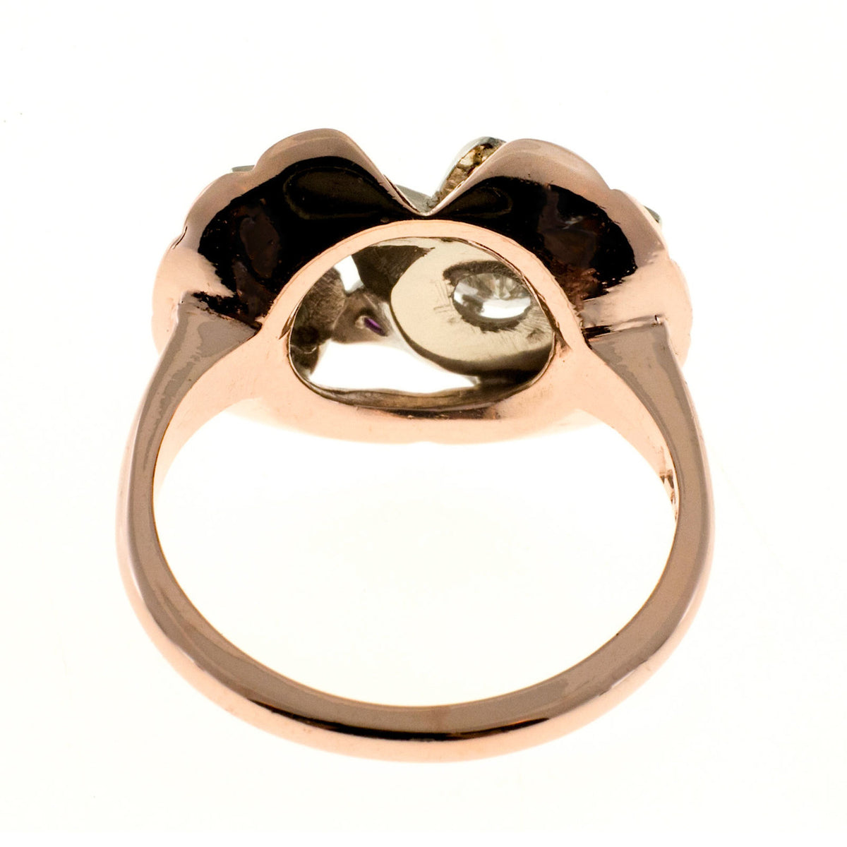 Vintage Retro Flower Ring Ruby Diamond 14k Pink Gold 1935 – image 7