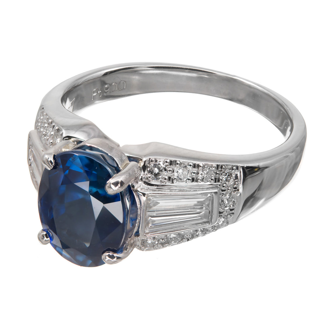 3.19ct Natural Cornflower Blue Sapphire Diamond Platinum Engagement Ring – image 2