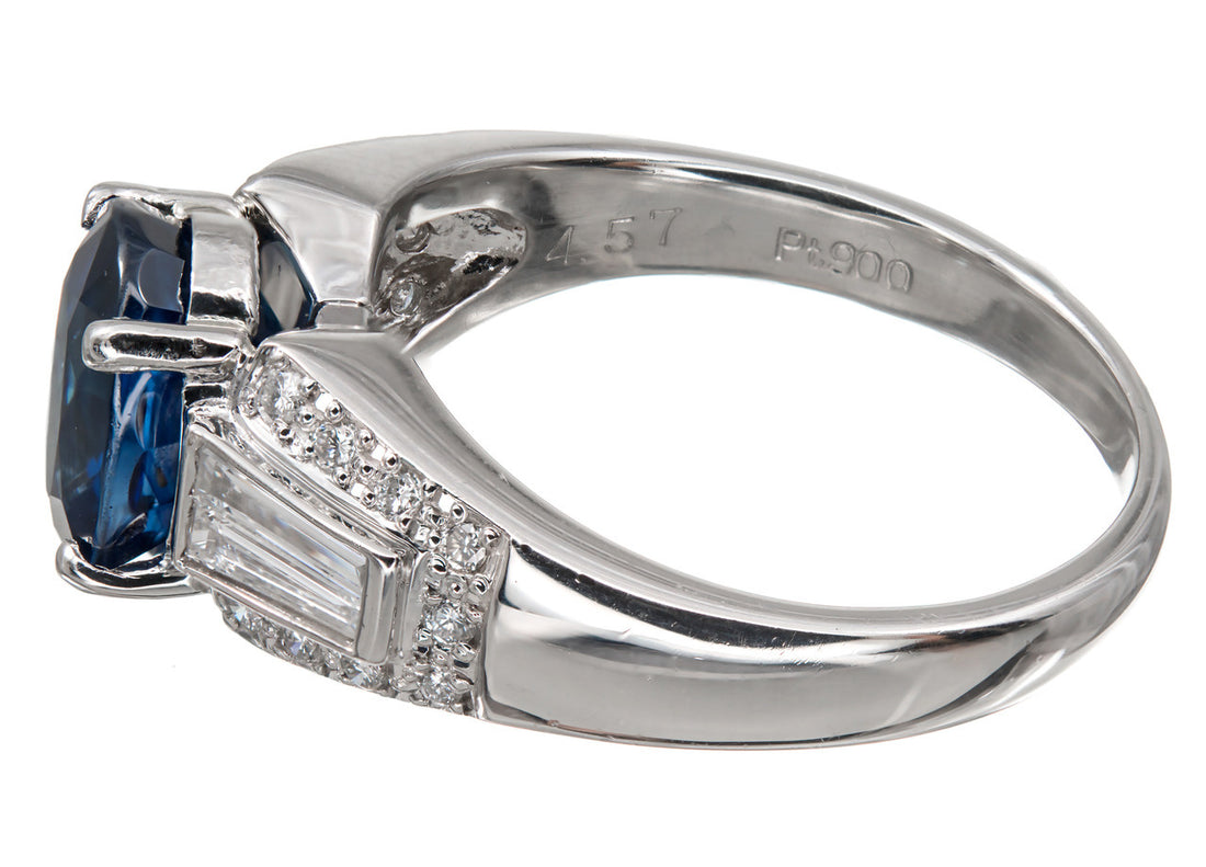 3.19ct Natural Cornflower Blue Sapphire Diamond Platinum Engagement Ring – image 3