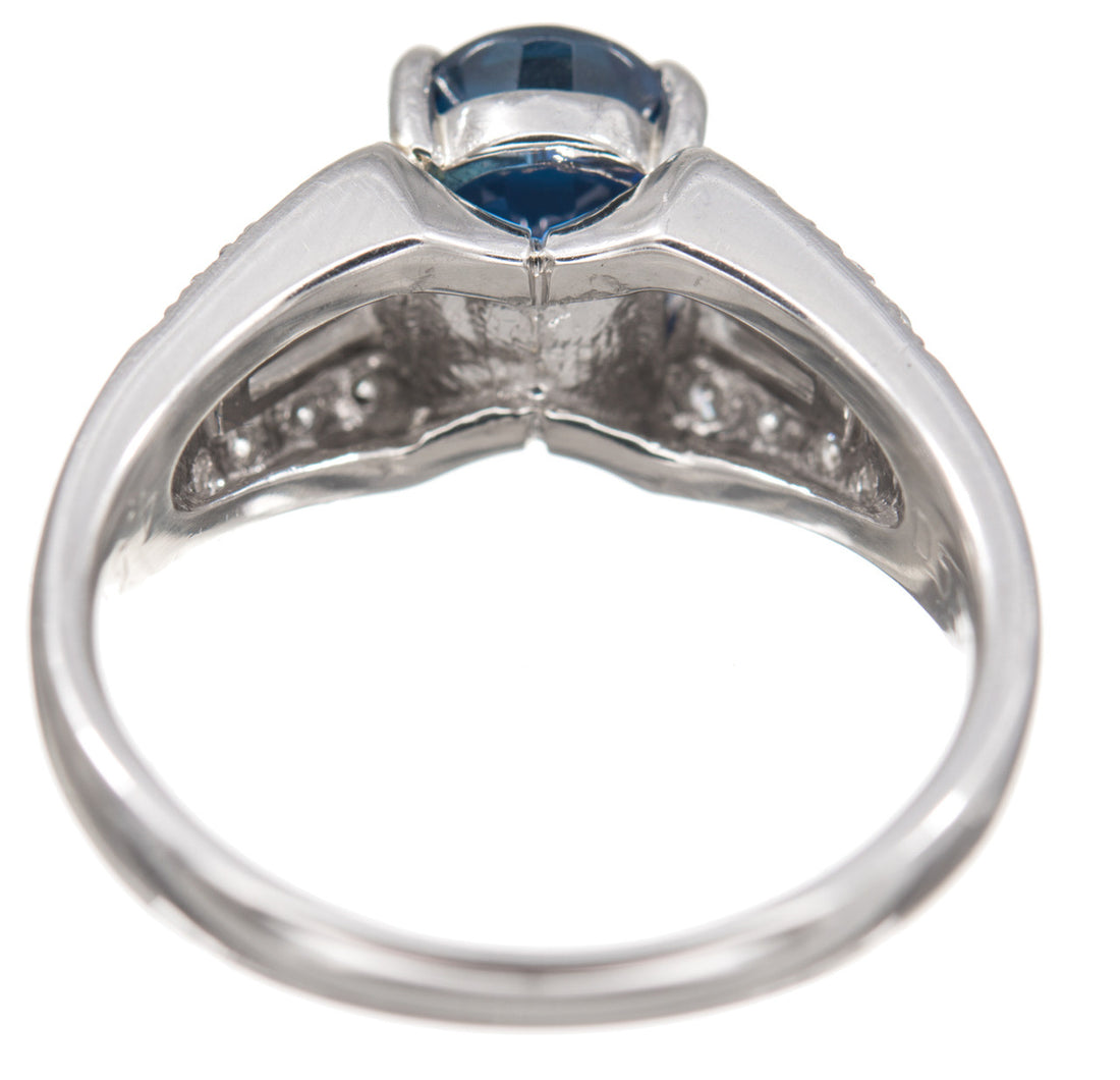 3.19ct Natural Cornflower Blue Sapphire Diamond Platinum Engagement Ring – image 8