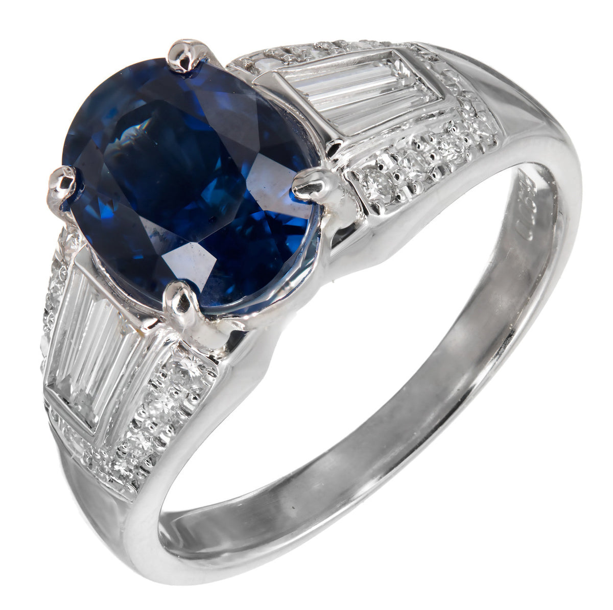 3.19ct Natural Cornflower Blue Sapphire Diamond Platinum Engagement Ring