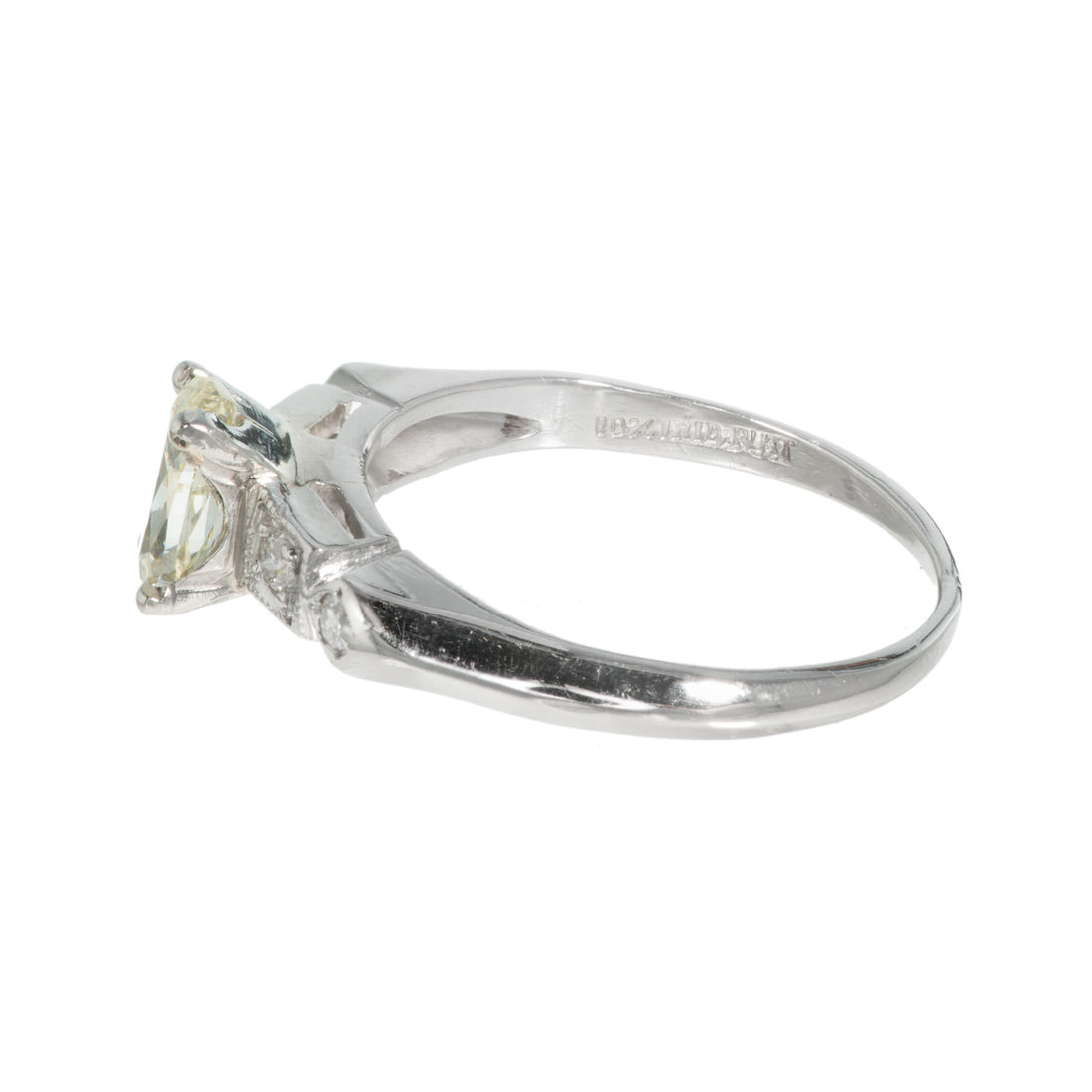 GIA Certified .57 Carat Oval Light Yellow Diamond Platinum Engagement Ring – image 5