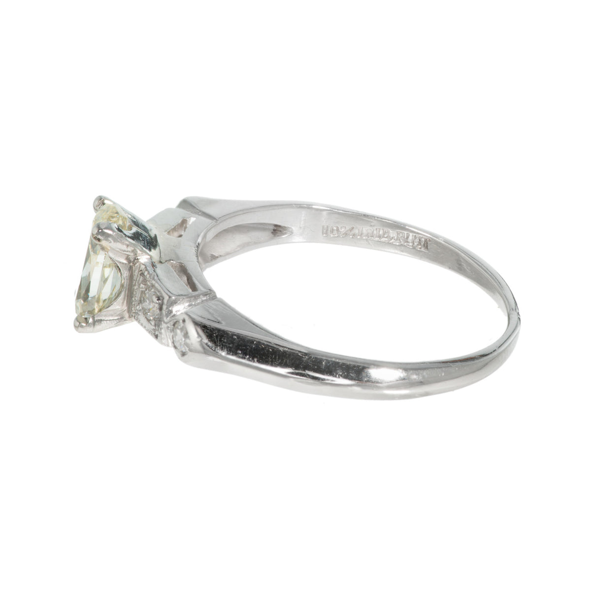 GIA Certified .57 Carat Oval Light Yellow Diamond Platinum Engagement Ring – image 5