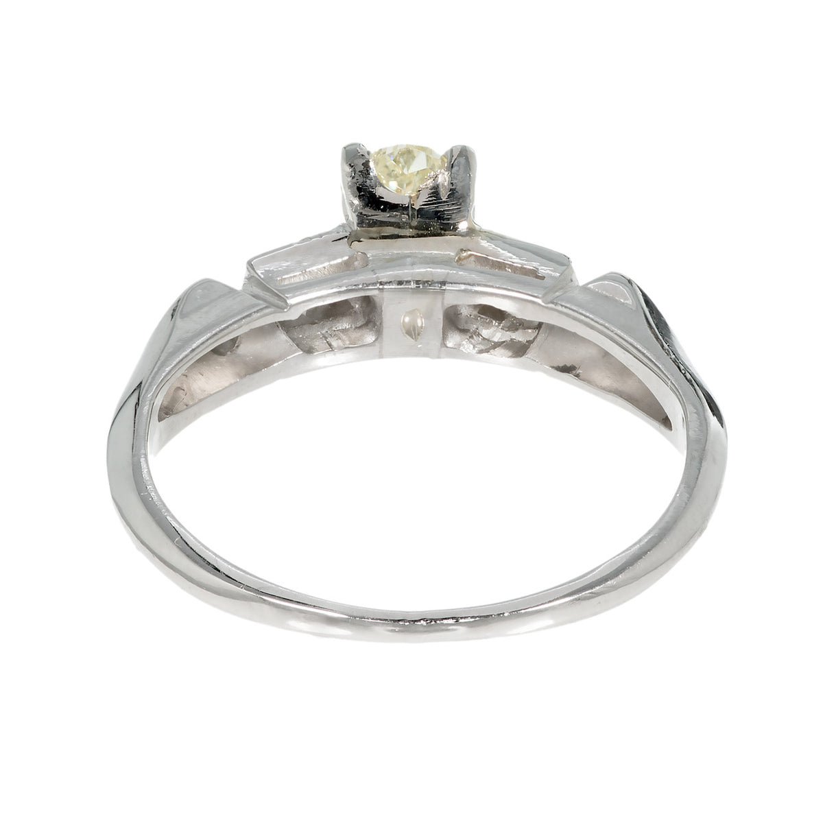 GIA Certified .57 Carat Oval Light Yellow Diamond Platinum Engagement Ring – image 6