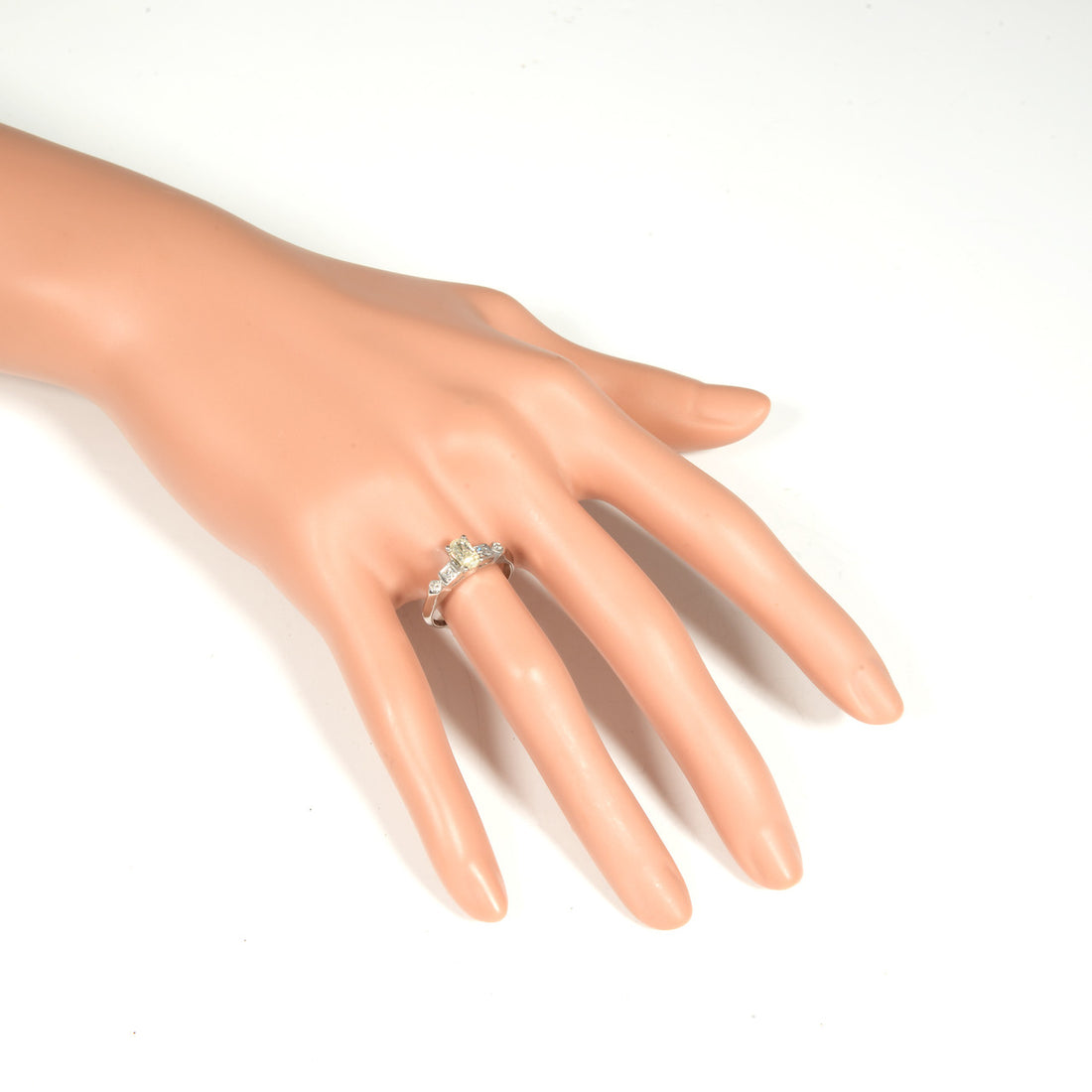 GIA Certified .57 Carat Oval Light Yellow Diamond Platinum Engagement Ring – image 7