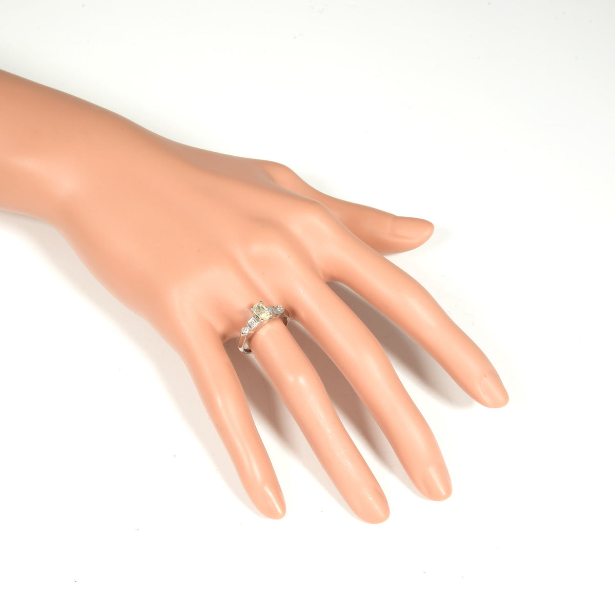 GIA Certified .57 Carat Oval Light Yellow Diamond Platinum Engagement Ring – image 7