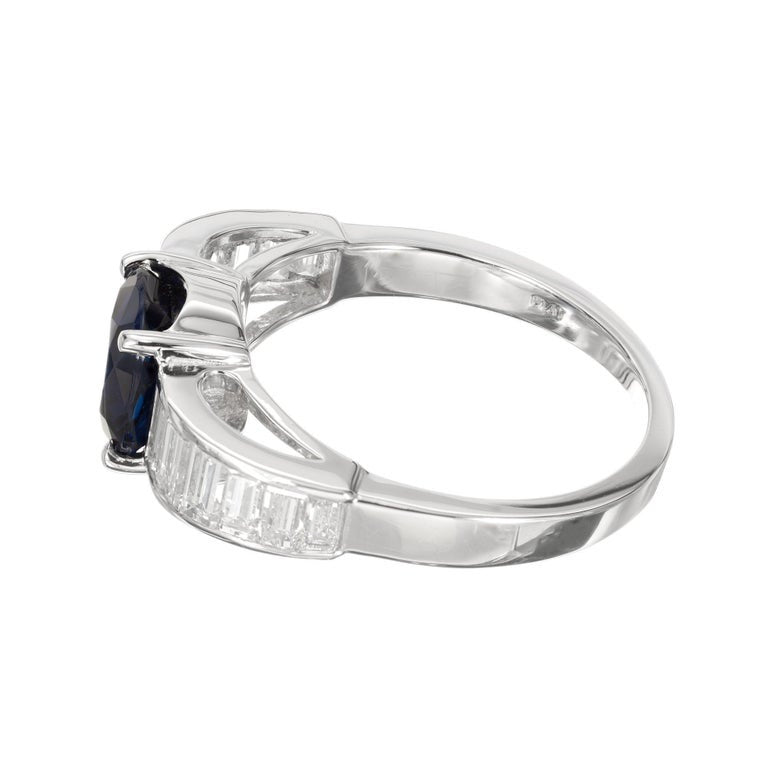 GIA Certified 1.82 Carat Blue Sapphire Diamond Platinum Engagement Ring – image 7