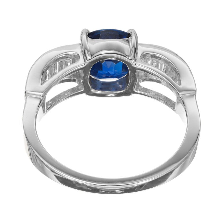 GIA Certified 1.82 Carat Blue Sapphire Diamond Platinum Engagement Ring – image 6