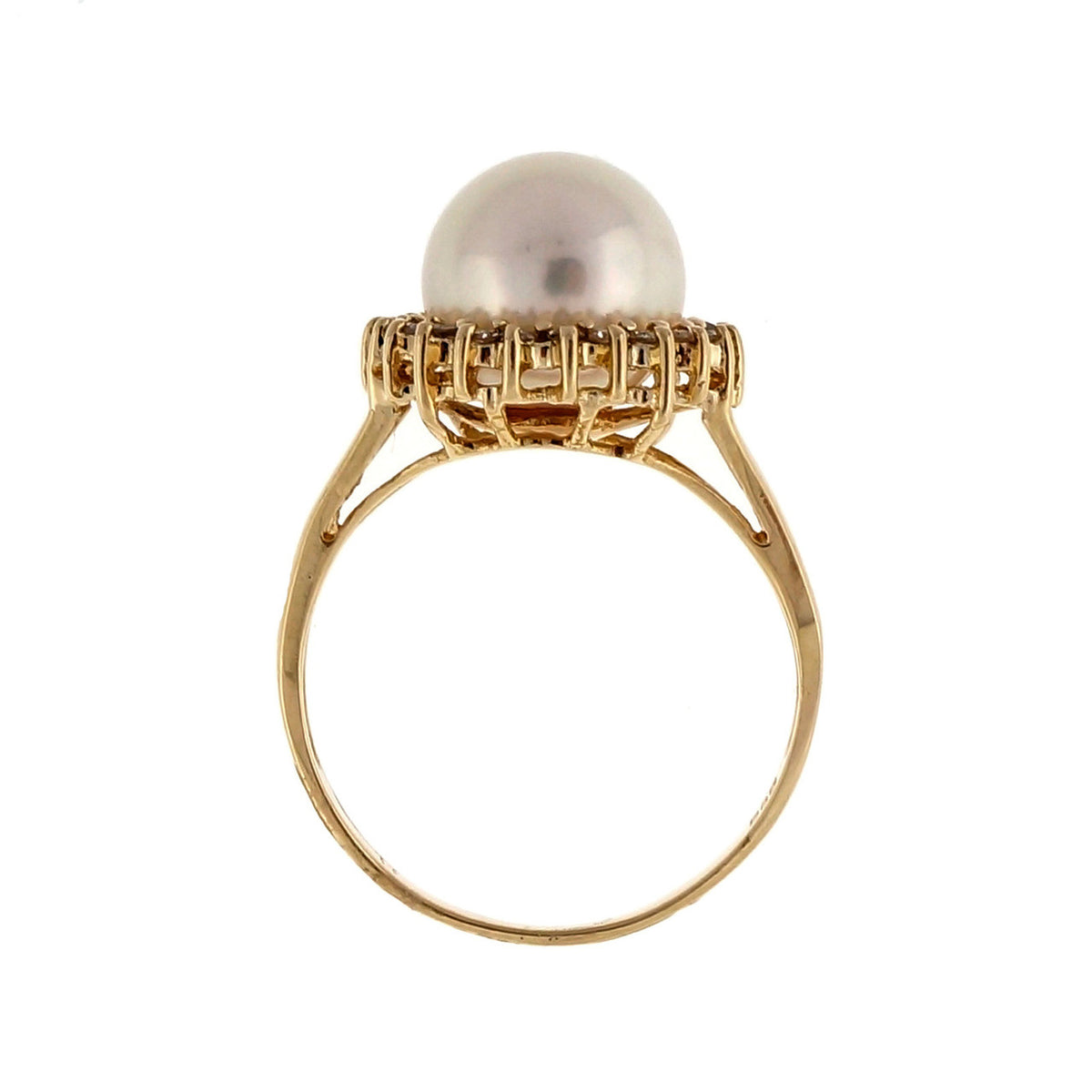Vintage 8.5mm Japanese Cultured High Grade Pearl 14k Yellow Gold Ring – image 4