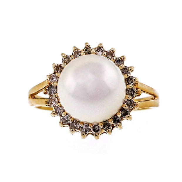 Vintage 8.5mm Japanese Cultured High Grade Pearl 14k Yellow Gold Ring