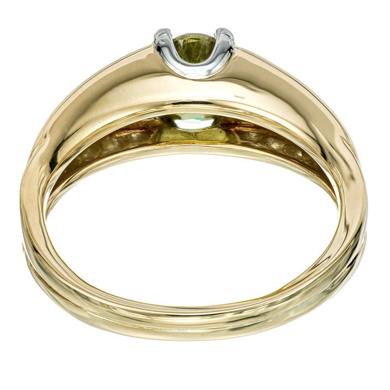 1.01 Carat Yellow Green Demantoid Garnet Diamond Gold Platinum Cocktail Ring – image 7