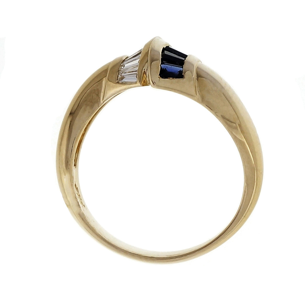 Estate Bypass Tapered Baguette Diamond Sapphire Ring – image 6