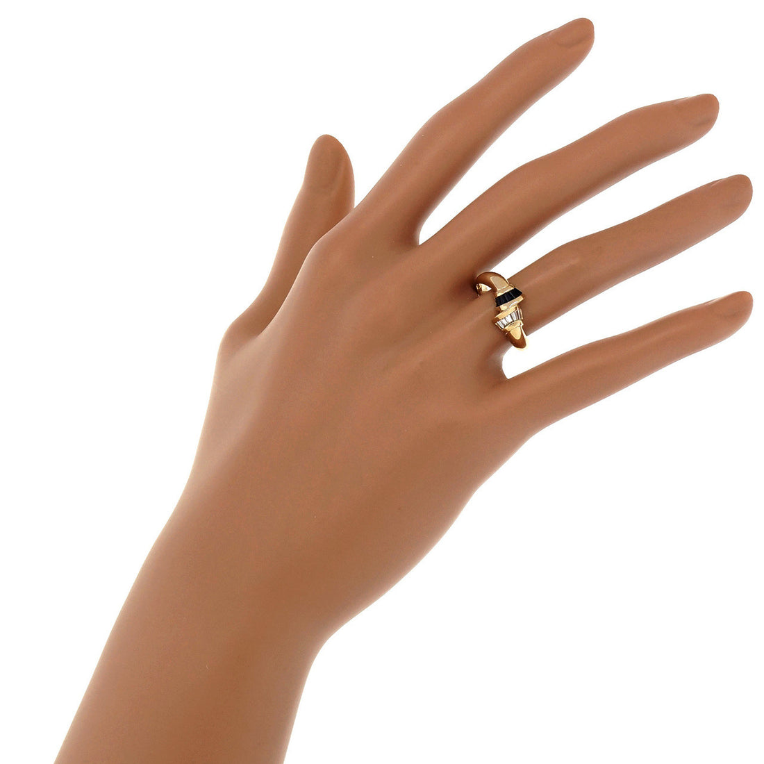 Estate Bypass Tapered Baguette Diamond Sapphire Ring – image 12