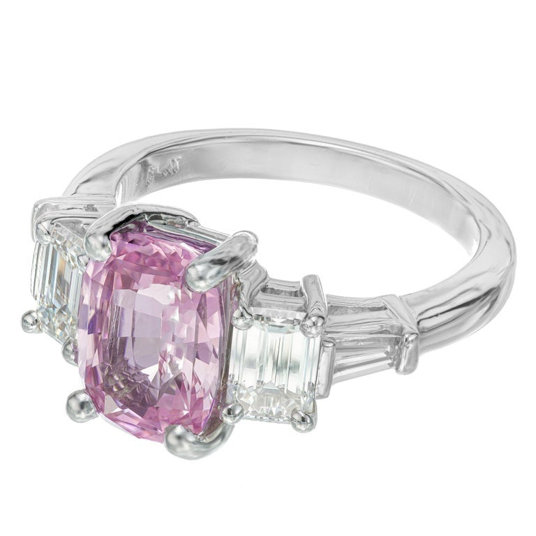 Peter Suchy GIA Cert Purple Pink Sapphire Diamond Platinum Engagement Ring – image 2