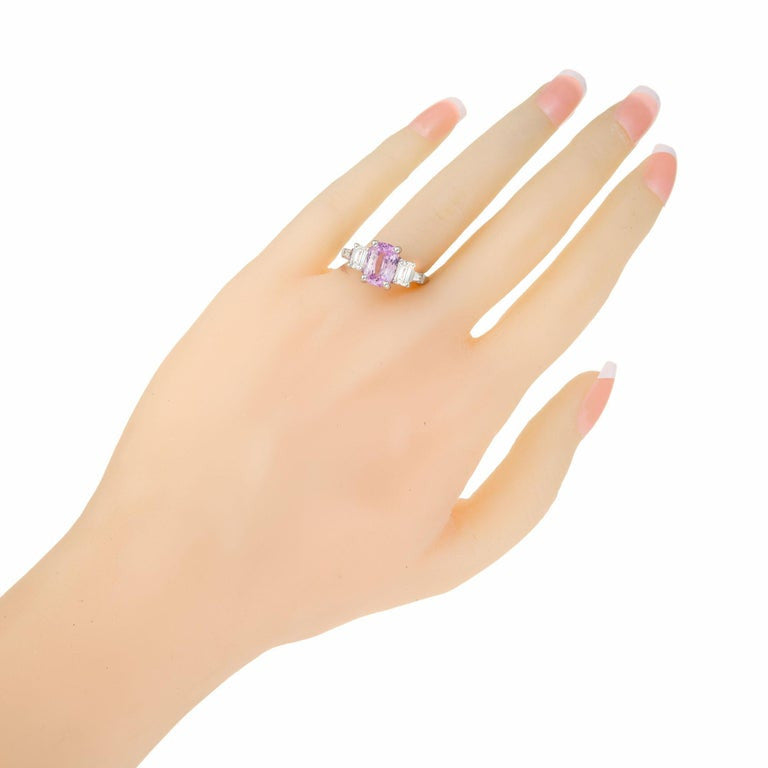 Peter Suchy GIA Cert Purple Pink Sapphire Diamond Platinum Engagement Ring – image 5