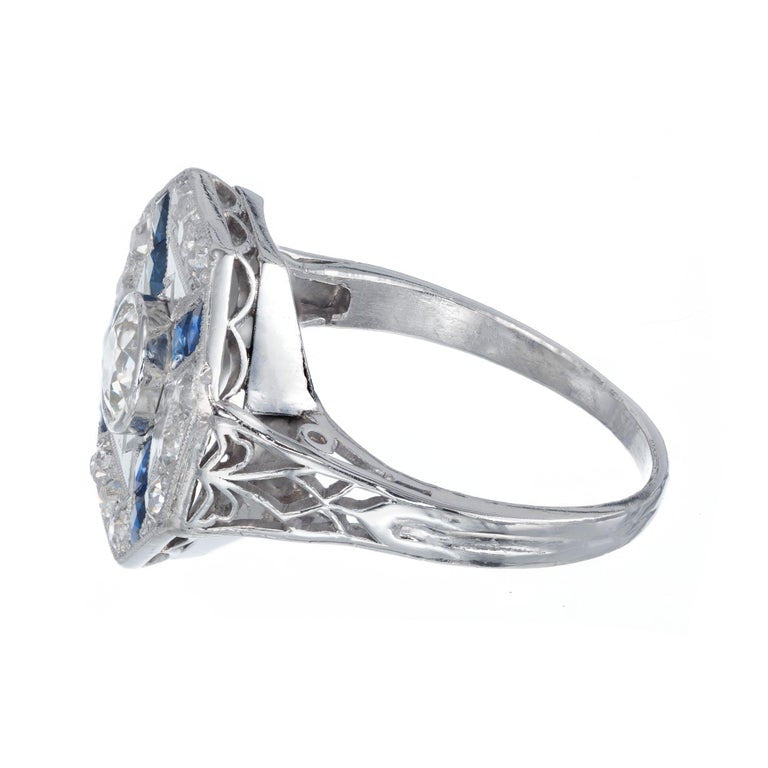 EGL Certified Diamond Sapphire Platinum Ring – image 6