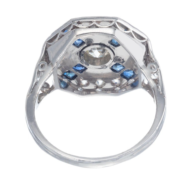 EGL Certified Diamond Sapphire Platinum Ring – image 7
