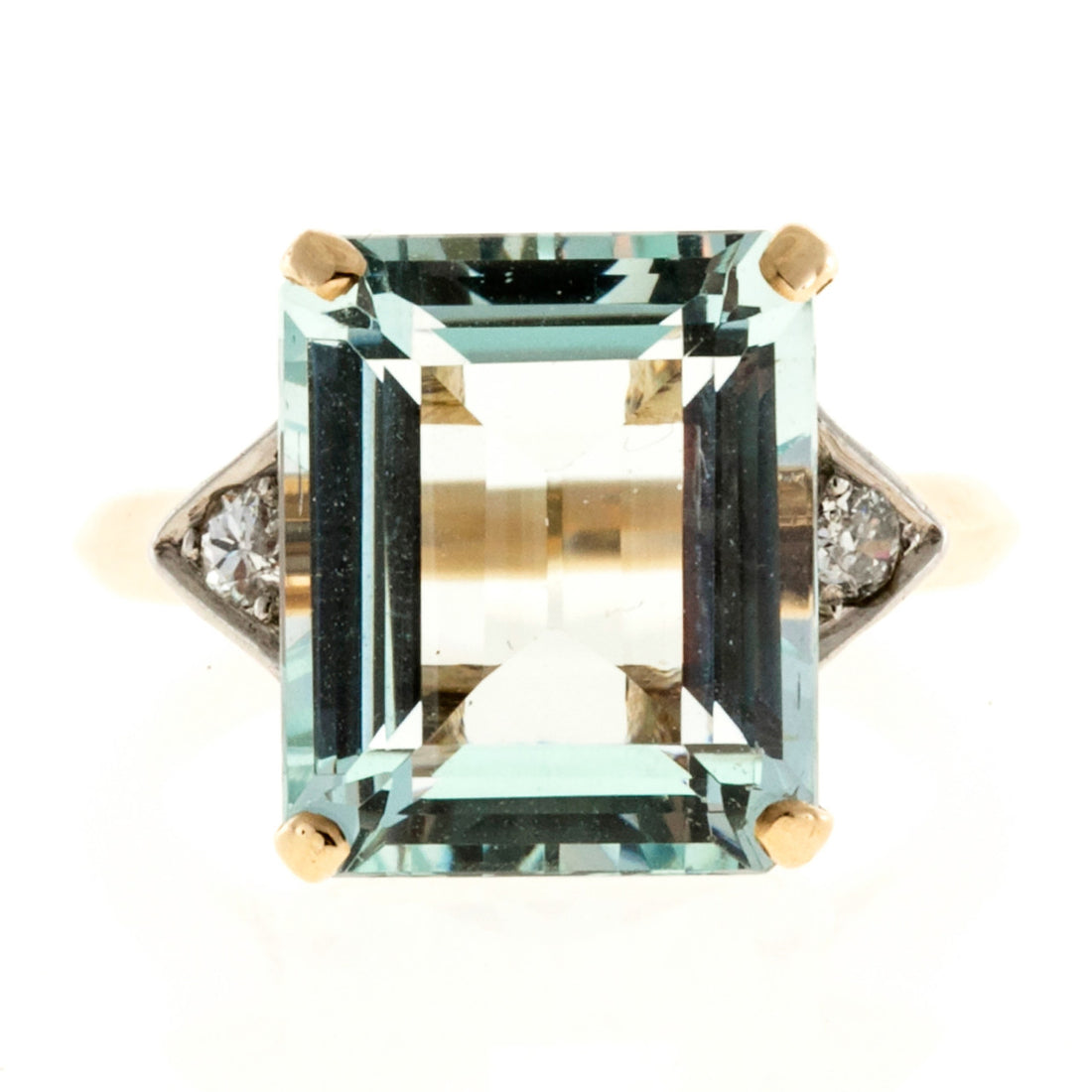 Vintage 1940 14k Rose Gold 4.50ct Aqua Diamond Ring – image 2