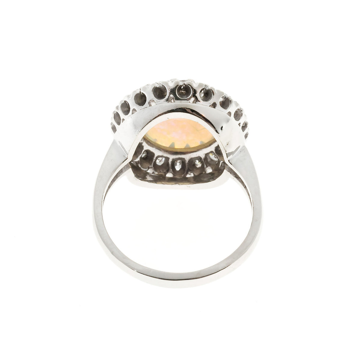 Vintage 1950  14k White Gold Blue Green 2.50ct Opal Diamond Ring – image 7