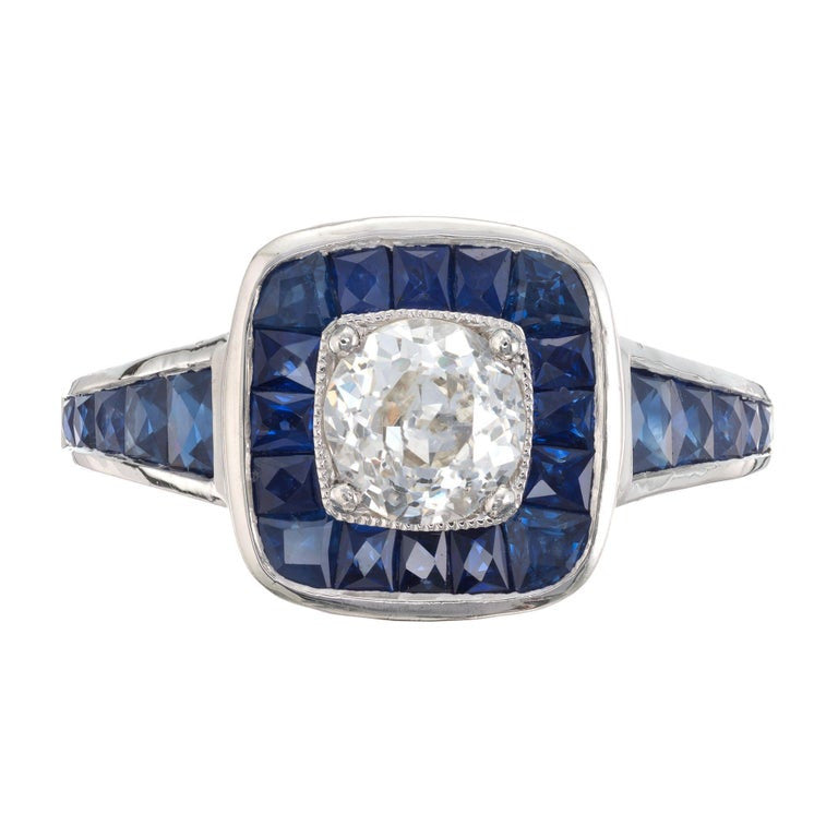 Peter Suchy EGL Certified .77 Carat Diamond Sapphire Platinum Engagement Ring – image 2