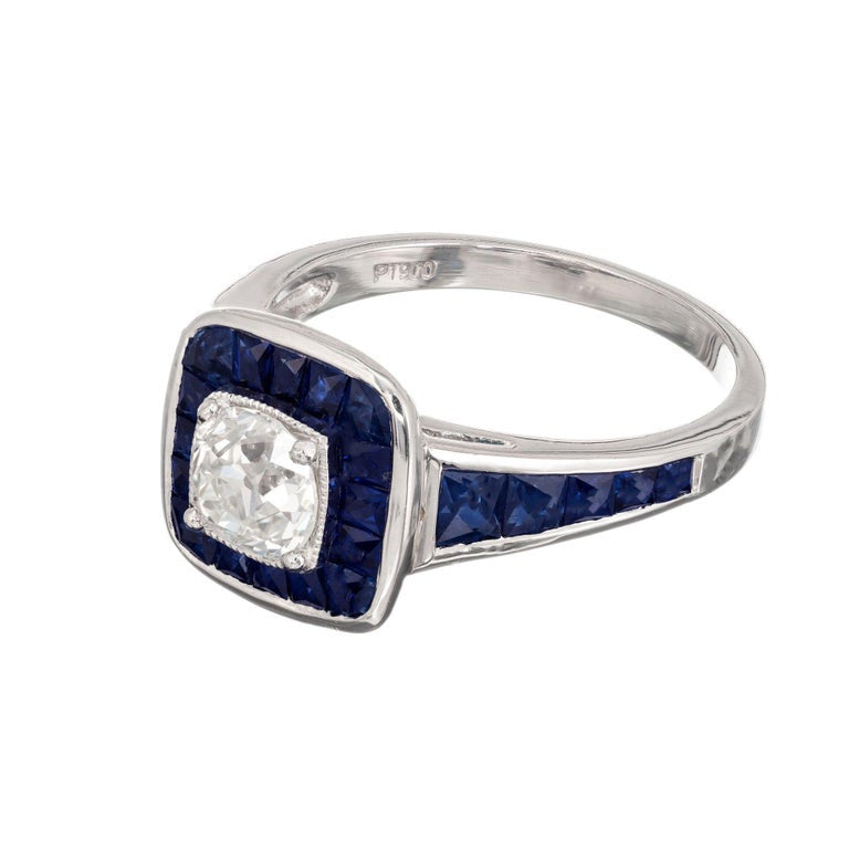 Peter Suchy EGL Certified .77 Carat Diamond Sapphire Platinum Engagement Ring – image 8