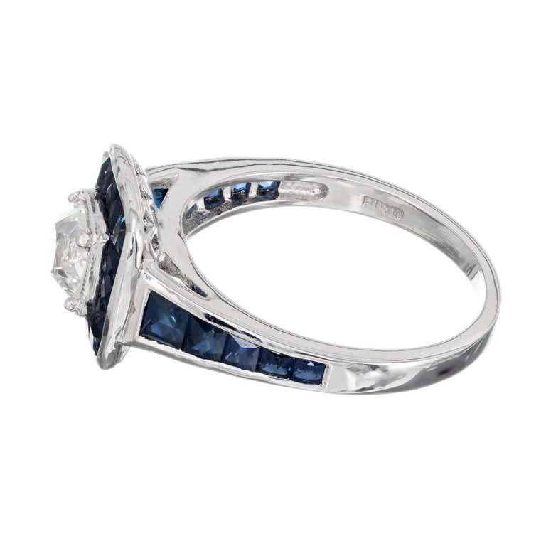 Peter Suchy EGL Certified .77 Carat Diamond Sapphire Platinum Engagement Ring – image 7