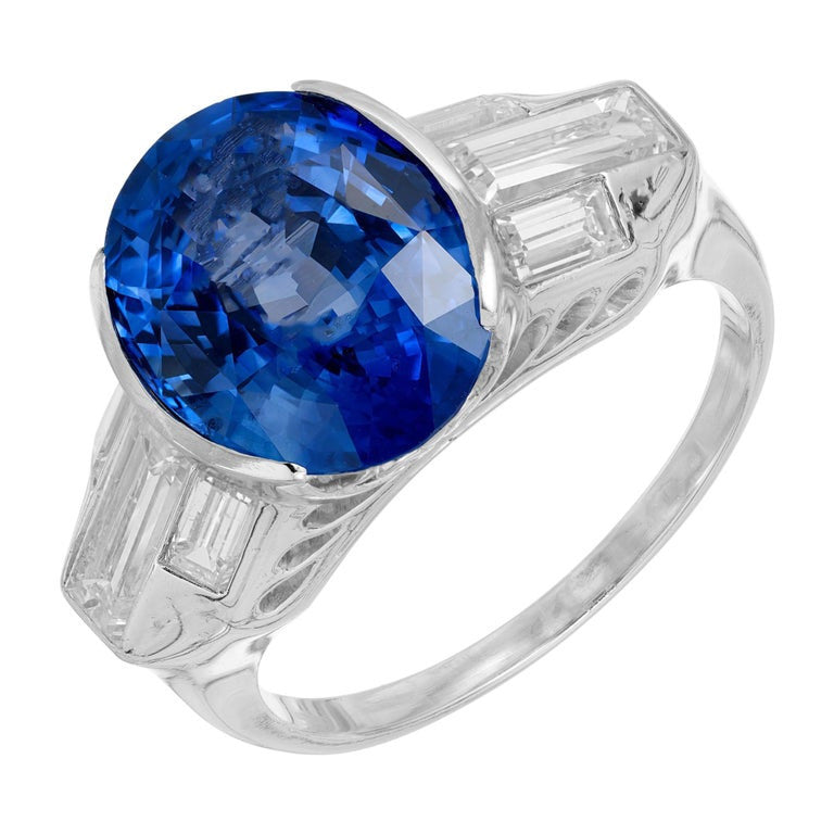 6.02 Carat Oval Ceylon Cornflower Blue Spahhire Diamond Platinum Engagement Ring