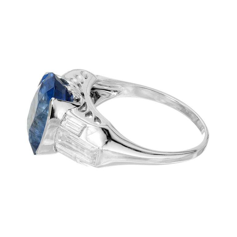 6.02 Carat Oval Ceylon Cornflower Blue Spahhire Diamond Platinum Engagement Ring – image 7