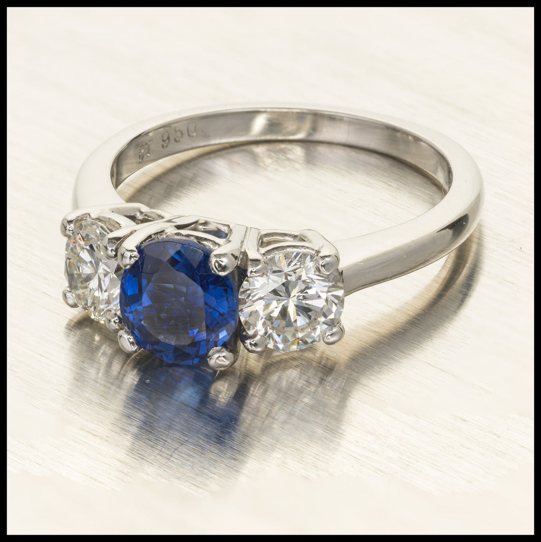 Peter Suchy 1.25ct Sapphire Diamond Engagement Platinum Ring – image 12