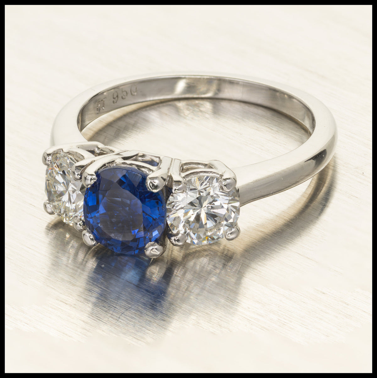 Peter Suchy 1.25ct Sapphire Diamond Engagement Platinum Ring – image 13