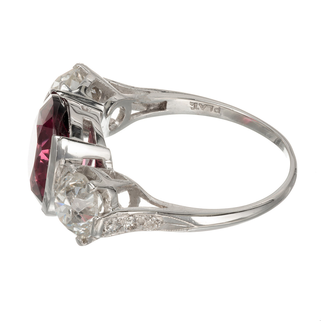 1920's 3.95ct Purplish Pink GIA Spinel Diamond Engagement Ring – image 8