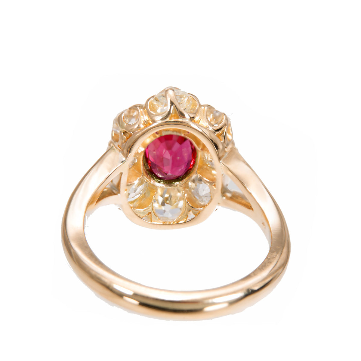 GIA Certified 1.17 Carat Ruby Diamond Halo Gold Engagement Ring – image 2