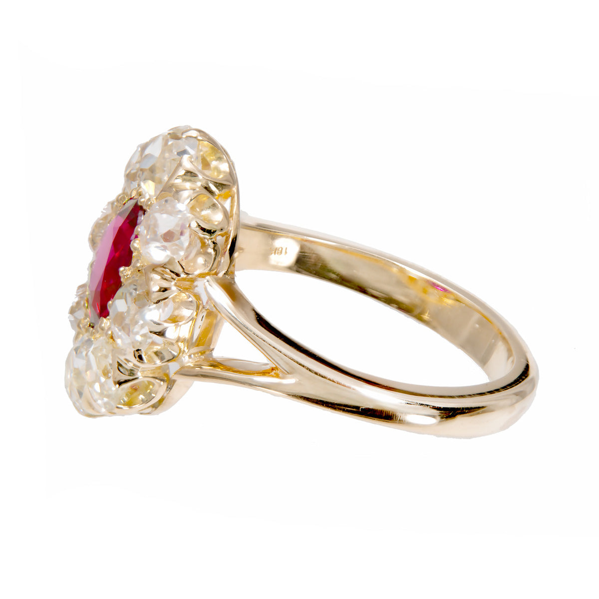 GIA Certified 1.17 Carat Ruby Diamond Halo Gold Engagement Ring – image 4
